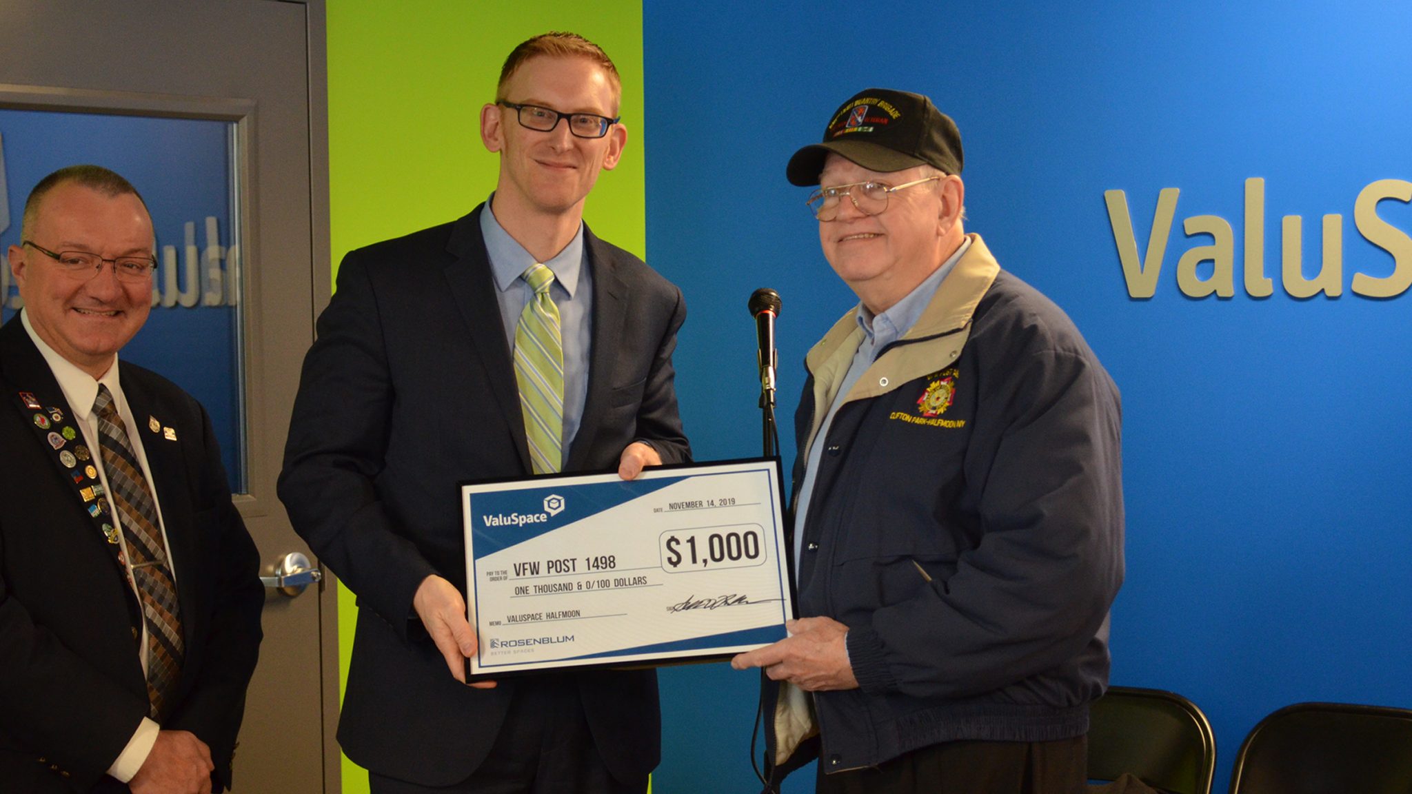 ValuSpace Check Presented to VFW